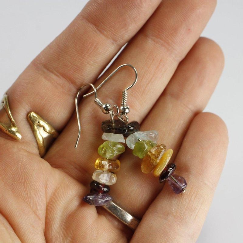 Chakra Chip Earrings || Silver Plated French Hook-Nature's Treasures