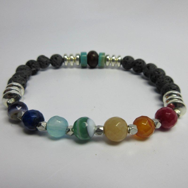 Chakra Gemstone With Lava Beads Essential Oil Diffuser Bracelet-Nature's Treasures