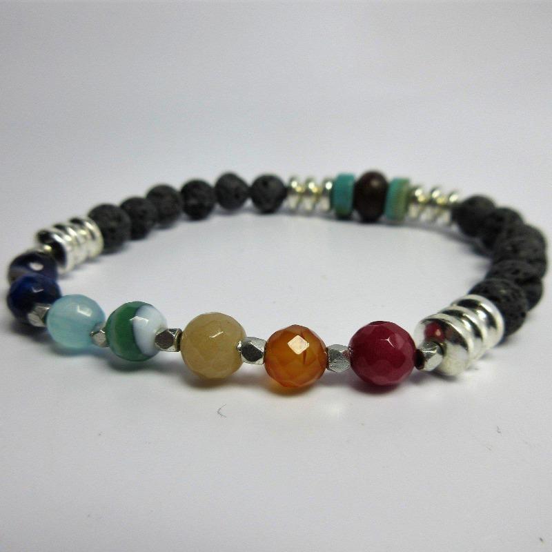 Chakra Gemstone With Lava Beads Essential Oil Diffuser Bracelet-Nature's Treasures