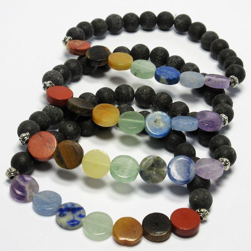 Chakra Gemstone With Lava Beads Essential Oil Diffuser Bracelet-Nature's Treasures