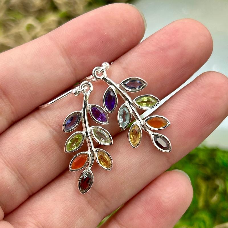 Chakra Leaf French Hook Earrings || .925 Sterling Silver-Nature's Treasures