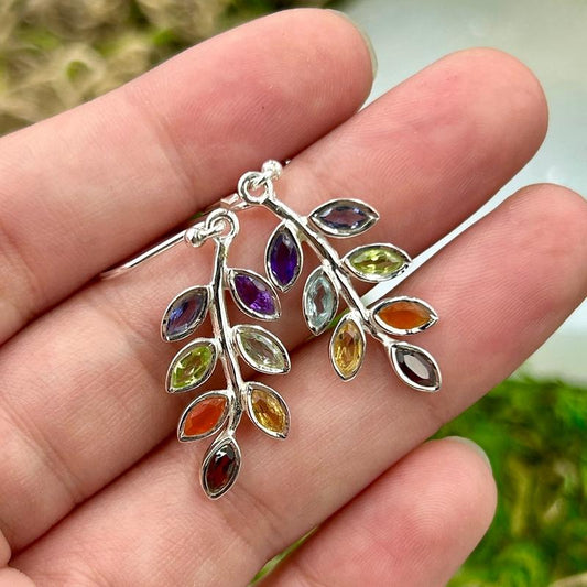 Chakra Leaf French Hook Earrings || .925 Sterling Silver-Nature's Treasures