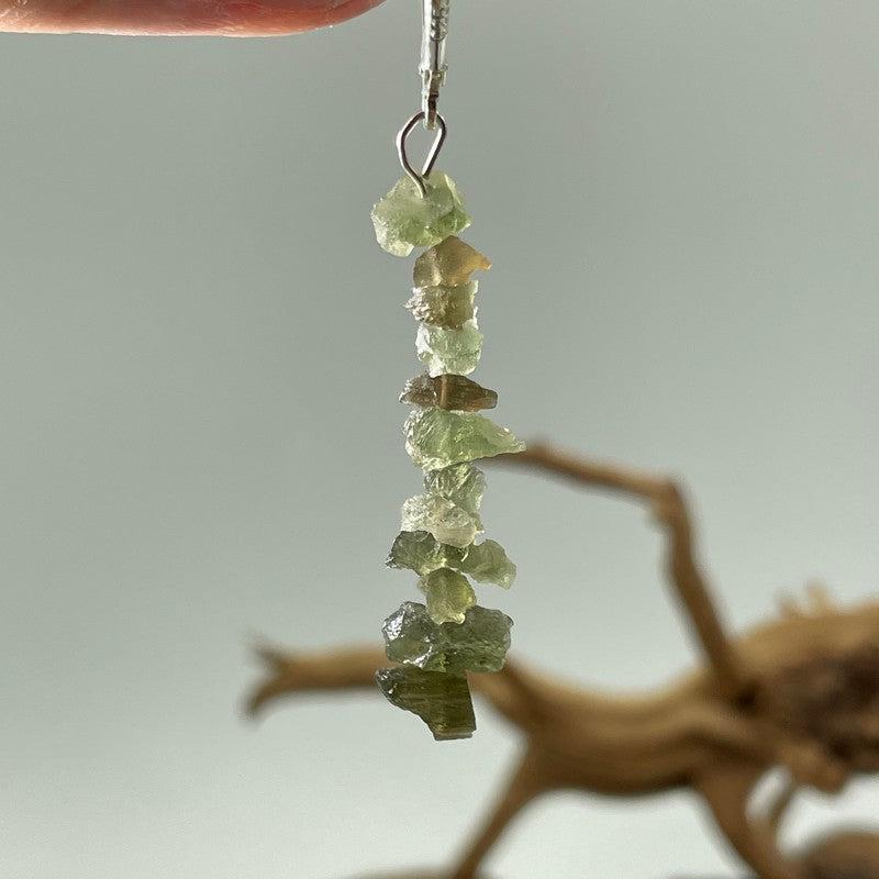Chandelier Rough Moldavite Earrings || .925 Sterling Silver-Nature's Treasures