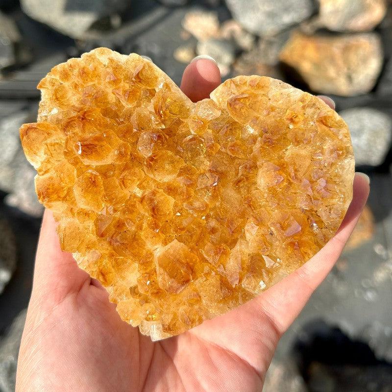 Citrine Heart Shape Cluster On Metal Stand || Trunk Show-Nature's Treasures