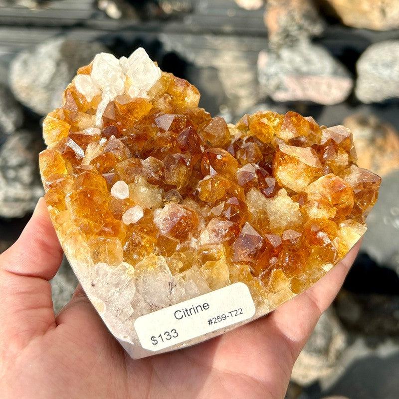 Citrine Heart Shape Cluster On Metal Stand || Trunk Show-Nature's Treasures