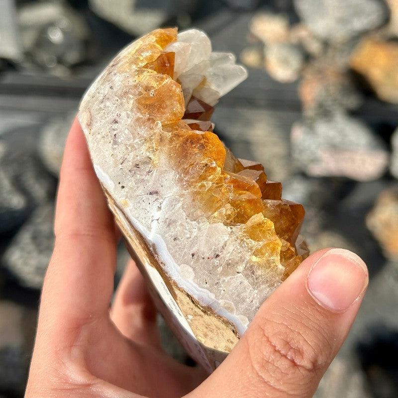 Citrine Heart Shape Cluster On Metal Stand || Trunk Show-Nature's Treasures