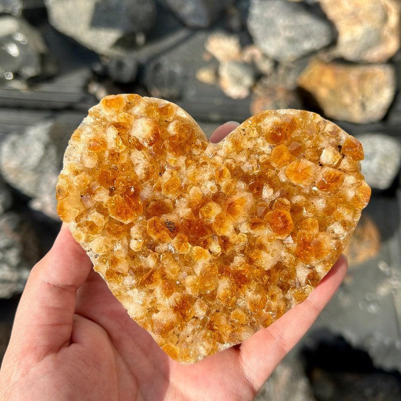 Citrine Heart Shape Cluster On Metal Stand || Trunk Show-Nature's Treasures