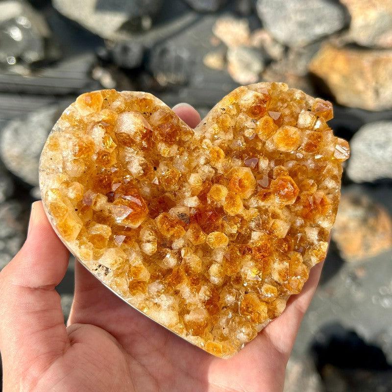 Citrine Heart Shape Cluster On Metal Stand || Trunk Show-Nature's Treasures