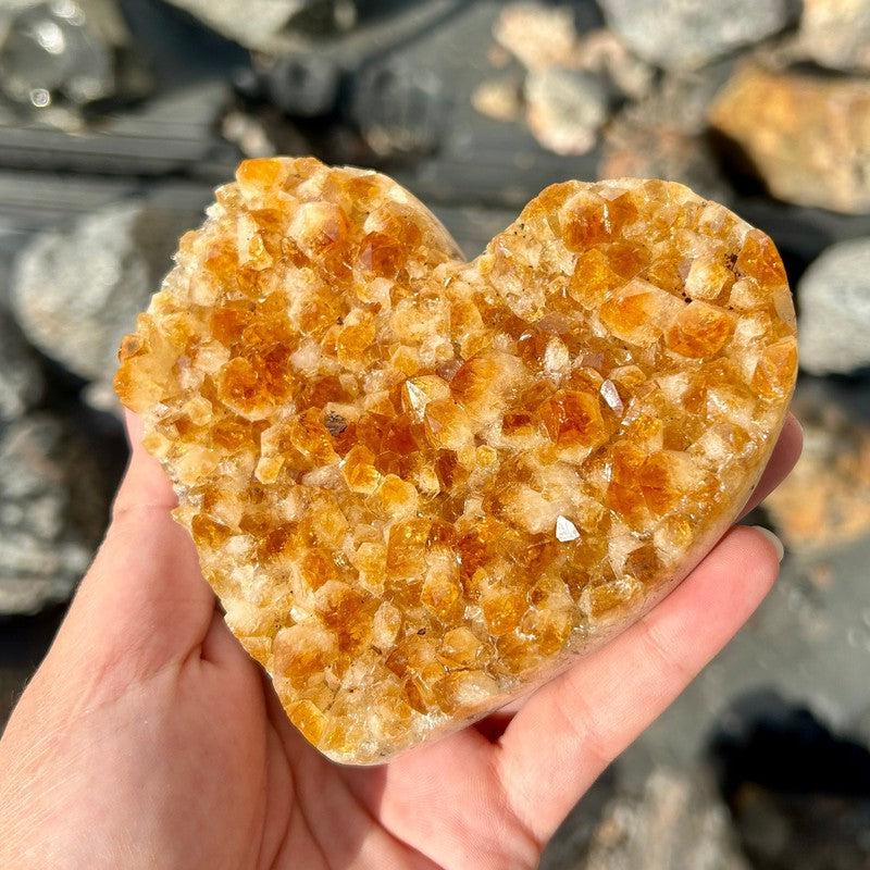 Citrine Heart Shape Cluster On Metal Stand || Trunk Show-Nature's Treasures