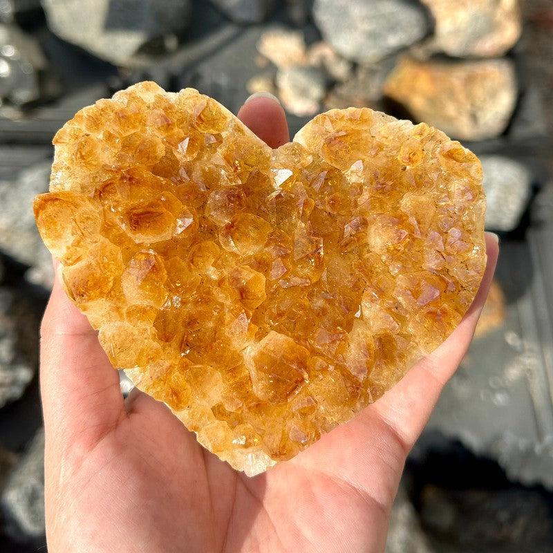 Citrine Heart Shape Cluster On Metal Stand || Trunk Show-Nature's Treasures