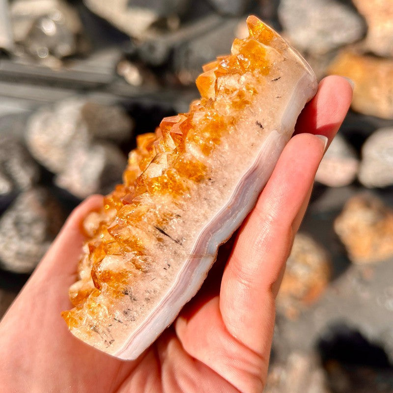 Citrine Heart Shape Cluster On Metal Stand || Trunk Show-Nature's Treasures