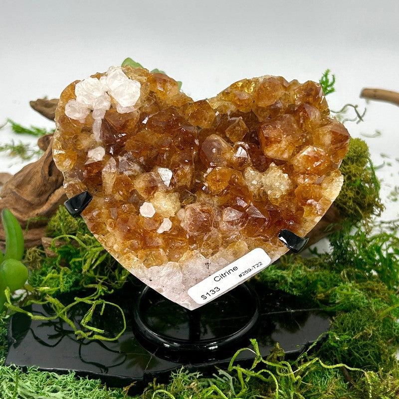 Citrine Heart Shape Cluster On Metal Stand || Trunk Show-Nature's Treasures