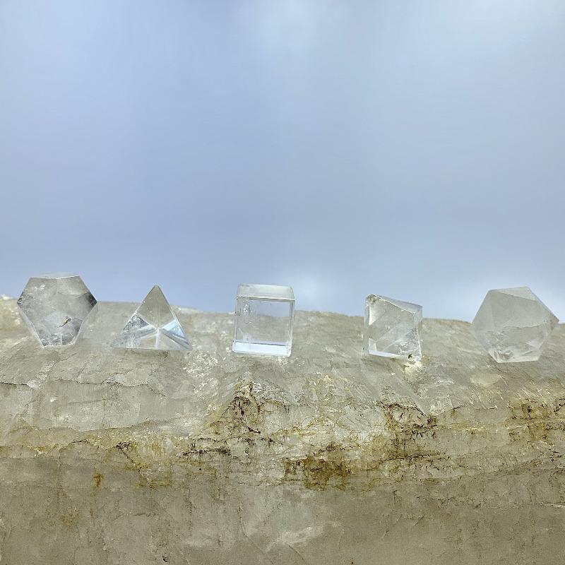 Clear Quartz Platonic Solids Sacred Geometry Shape Set-Nature's Treasures