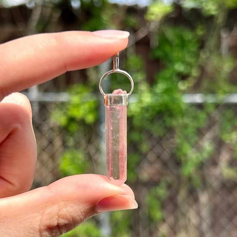 Cranberry Lemurian Seed Quartz Point Pendant || .925 Sterling Silver-Nature's Treasures