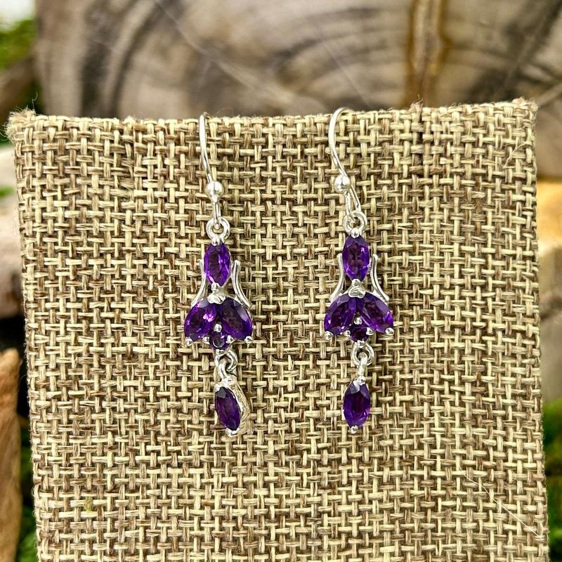 Dainty Amethyst Chandelier Earrings || .925 Sterling Silver-Nature's Treasures