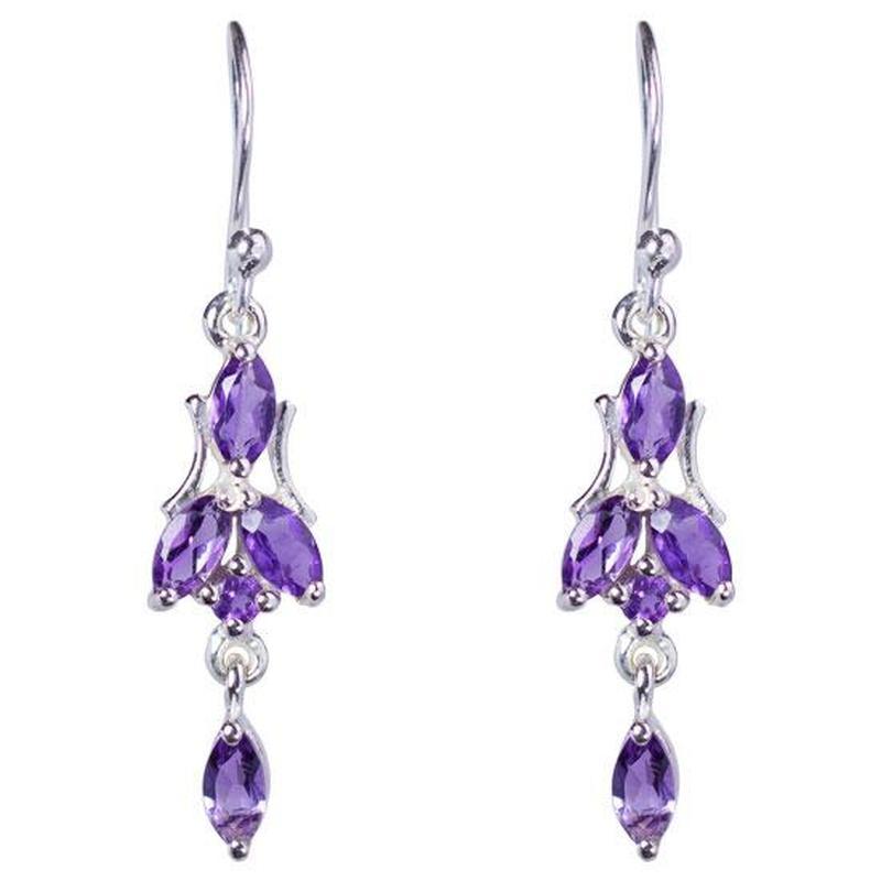 Dainty Amethyst Chandelier Earrings || .925 Sterling Silver-Nature's Treasures