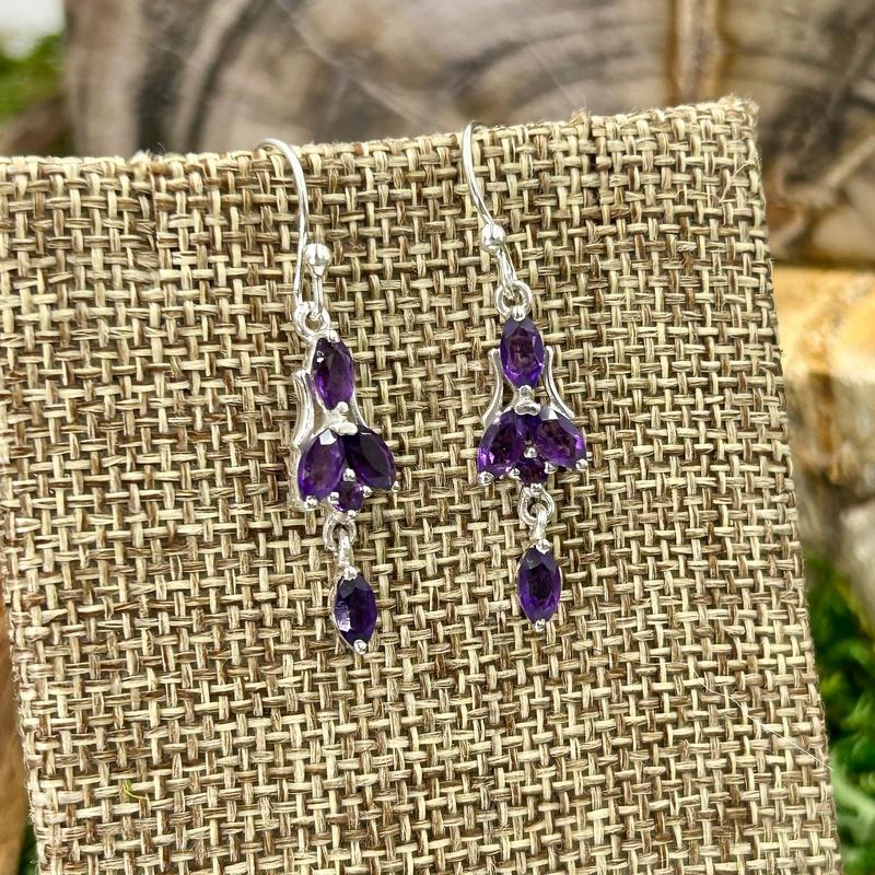 Dainty Amethyst Chandelier Earrings || .925 Sterling Silver-Nature's Treasures