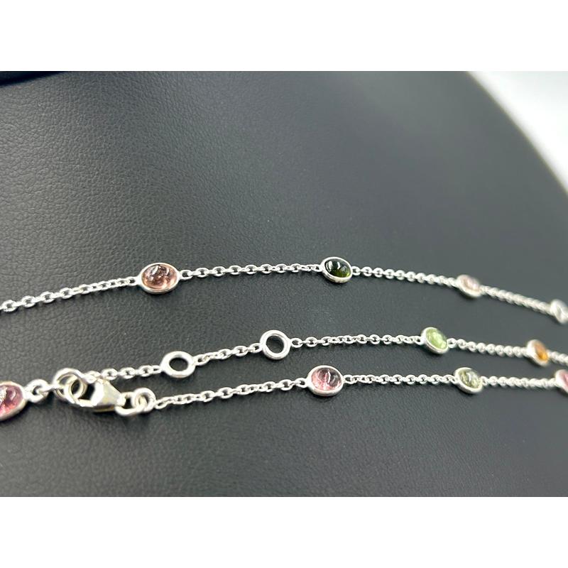 Dainty Chain Mix Tourmaline Bracelet || .925 Sterling Silver-Nature's Treasures