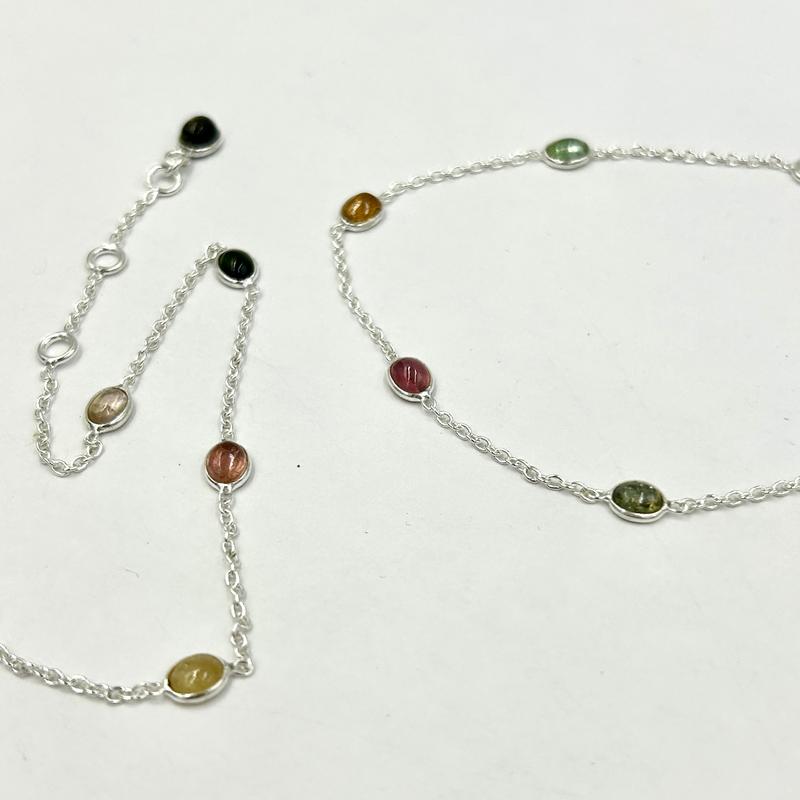 Dainty Chain Mix Tourmaline Bracelet || .925 Sterling Silver-Nature's Treasures