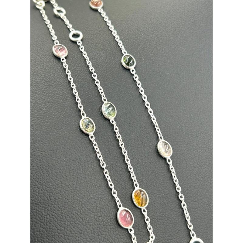 Dainty Chain Mix Tourmaline Bracelet || .925 Sterling Silver-Nature's Treasures