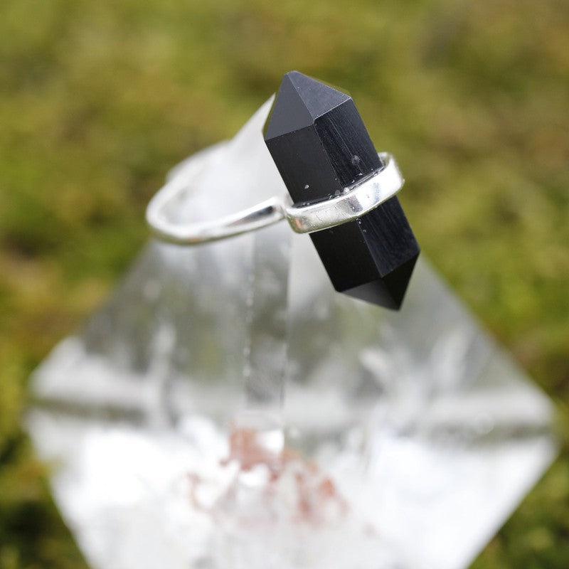Double Terminated Black Onyx Point Rings || .925 Sterling Silver-Nature's Treasures