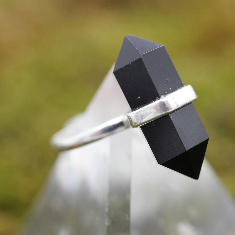 Double Terminated Black Onyx Point Rings || .925 Sterling Silver-Nature's Treasures