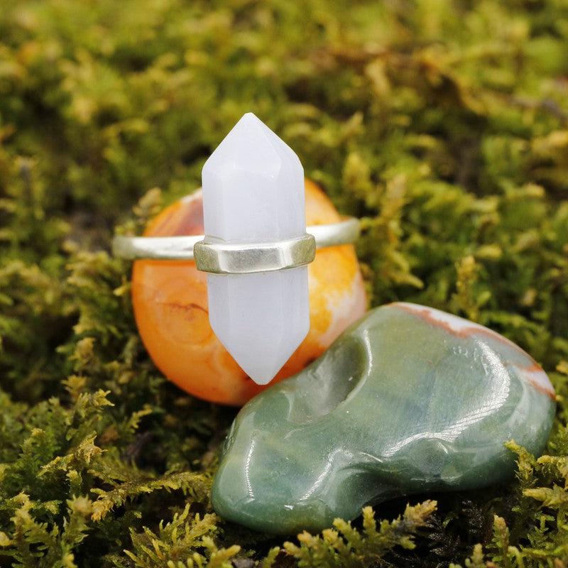 Double Terminated Blue Lace Agate Point Rings || .925 Sterling Silver-Nature's Treasures