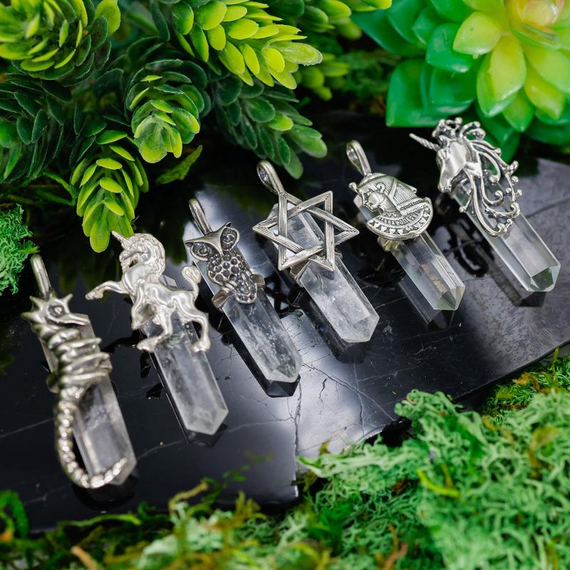 Double Terminated Clear Quartz Totem Pendants || Sterling Silver