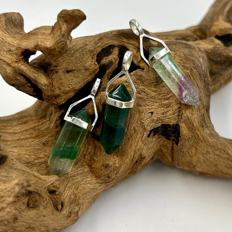 Double Terminated Fluorite Point Pendants || .925 Sterling Silver-Nature's Treasures