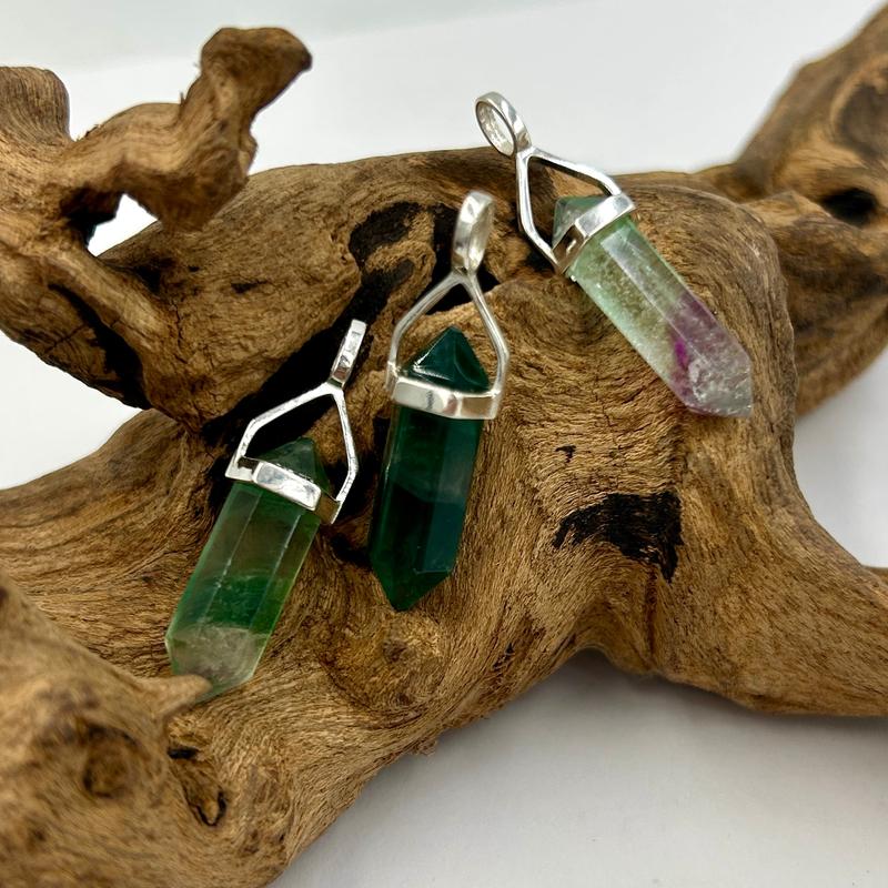 Double Terminated Fluorite Point Pendants || .925 Sterling Silver-Nature's Treasures