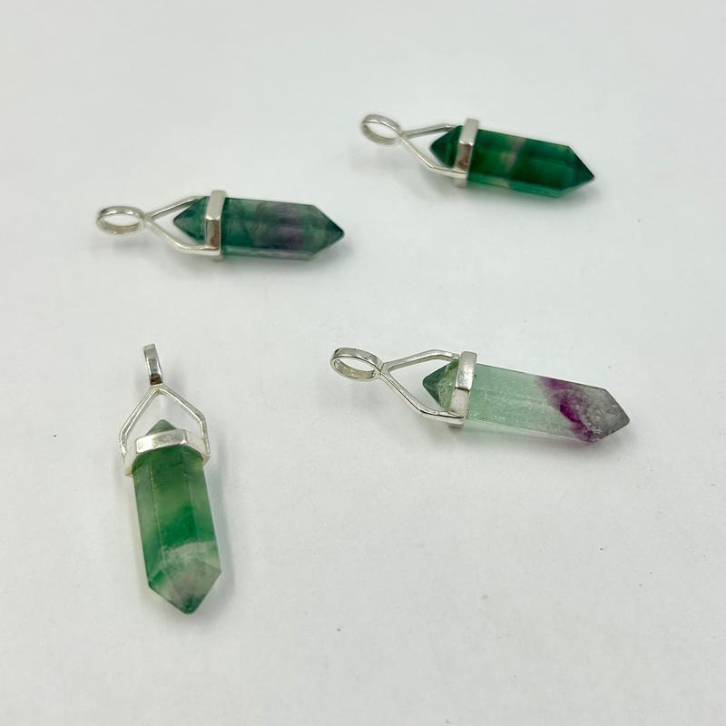 Double Terminated Fluorite Point Pendants || .925 Sterling Silver