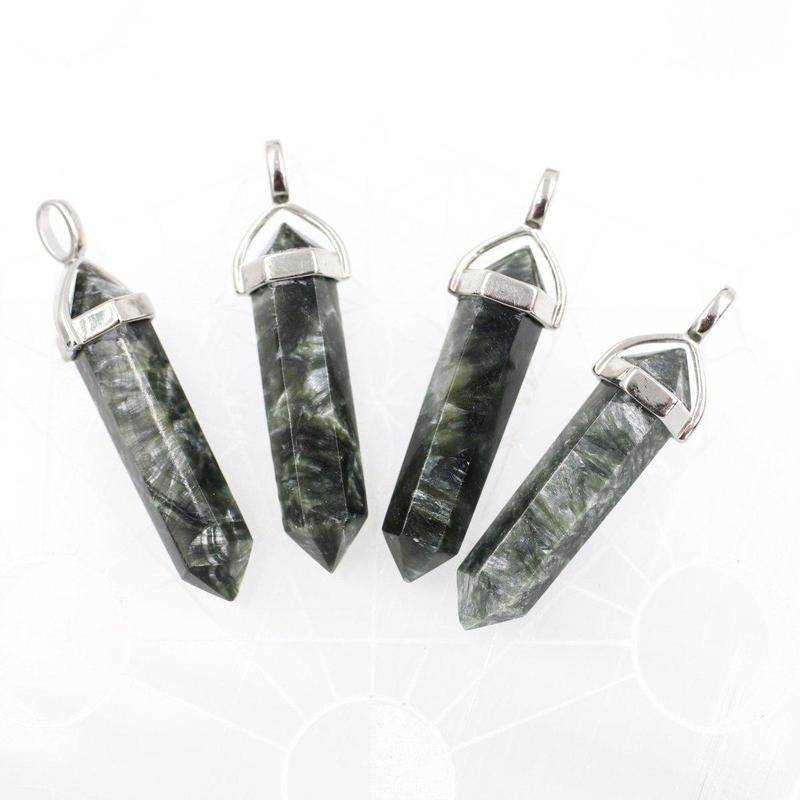 Double Terminated Hexagon Seraphinite Pendant || .925 Sterling Silver || Siberia, Russia-Nature's Treasures