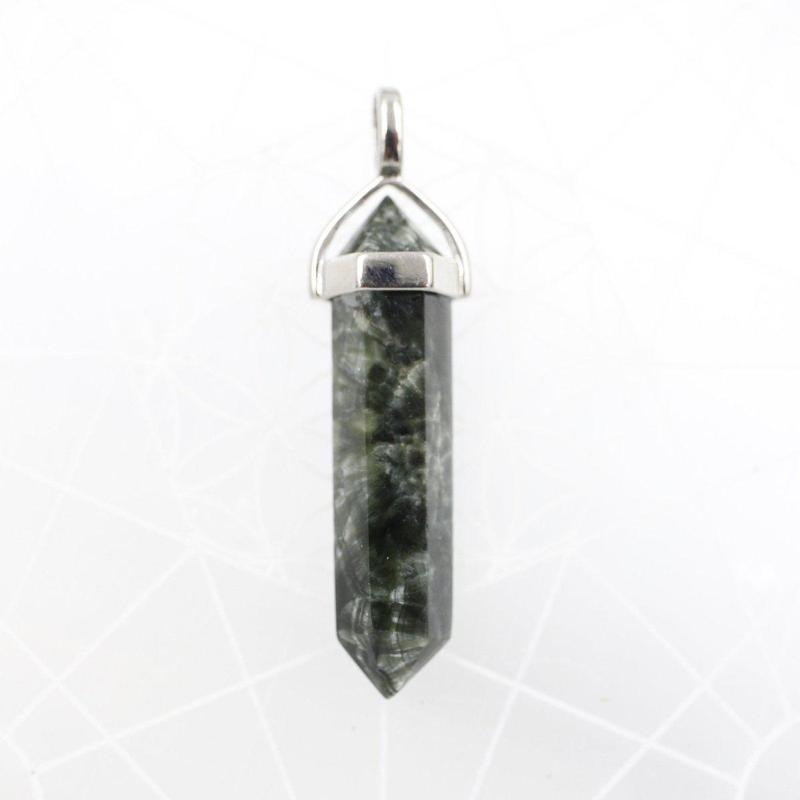 Double Terminated Hexagon Seraphinite Pendant || .925 Sterling Silver || Siberia, Russia-Nature's Treasures