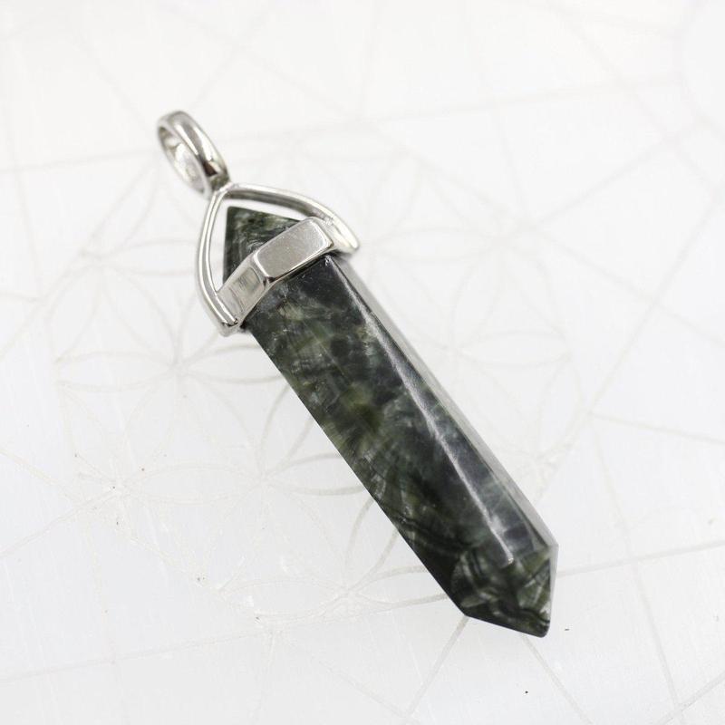 Double Terminated Hexagon Seraphinite Pendant || .925 Sterling Silver || Siberia, Russia-Nature's Treasures