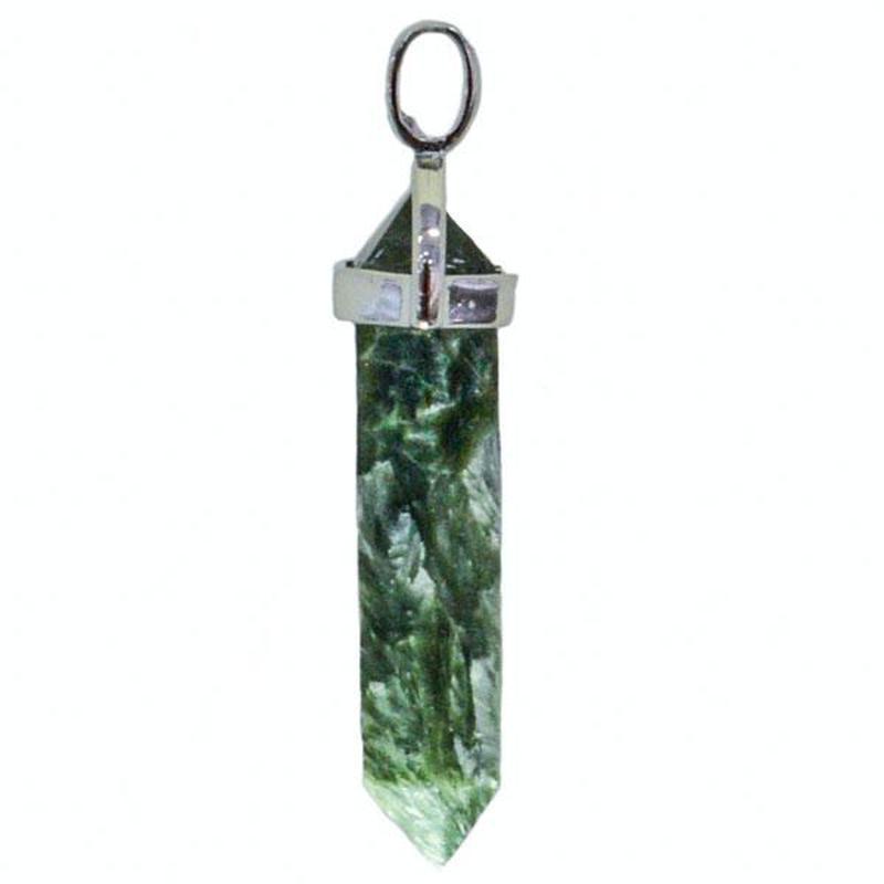 Double Terminated Hexagon Seraphinite Pendant || .925 Sterling Silver || Siberia, Russia-Nature's Treasures