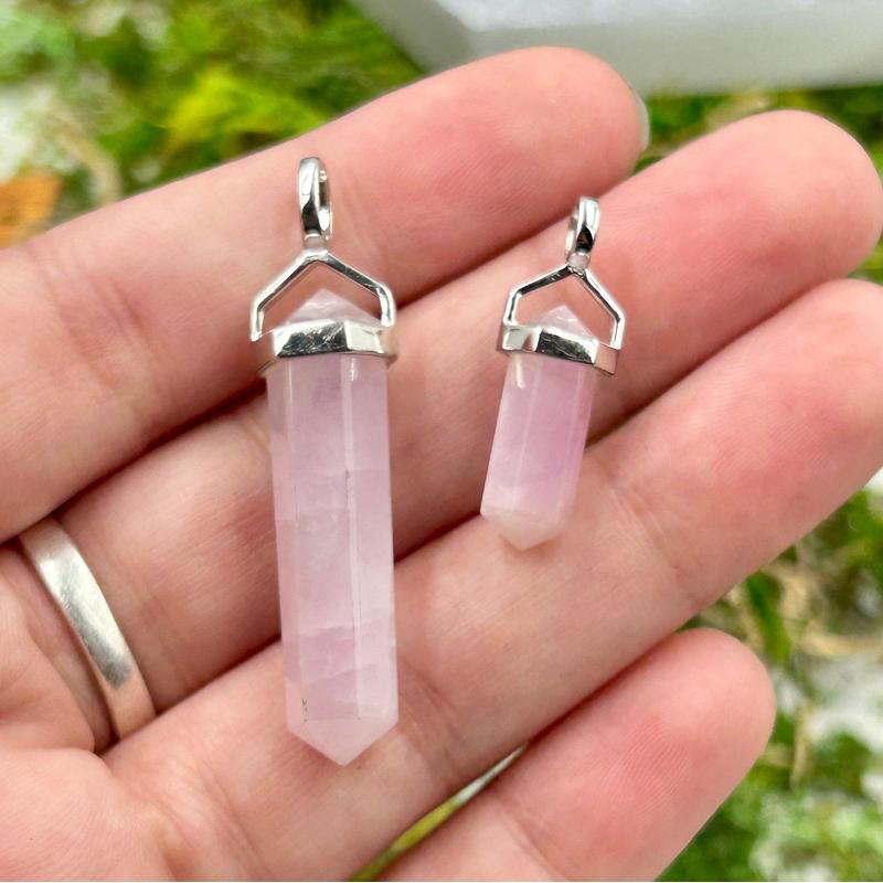 Double Terminated Kunzite Pendants || .925 Sterling Silver-Nature's Treasures