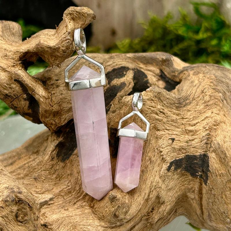 Double Terminated Kunzite Pendants || .925 Sterling Silver-Nature's Treasures