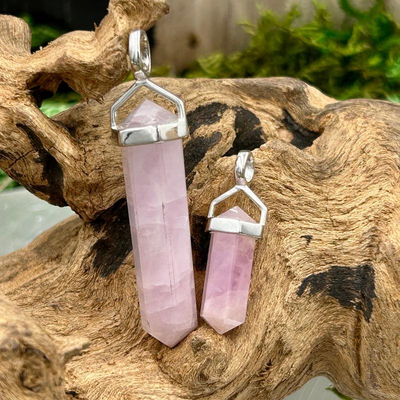 Double Terminated Kunzite Pendants || .925 Sterling Silver-Nature's Treasures