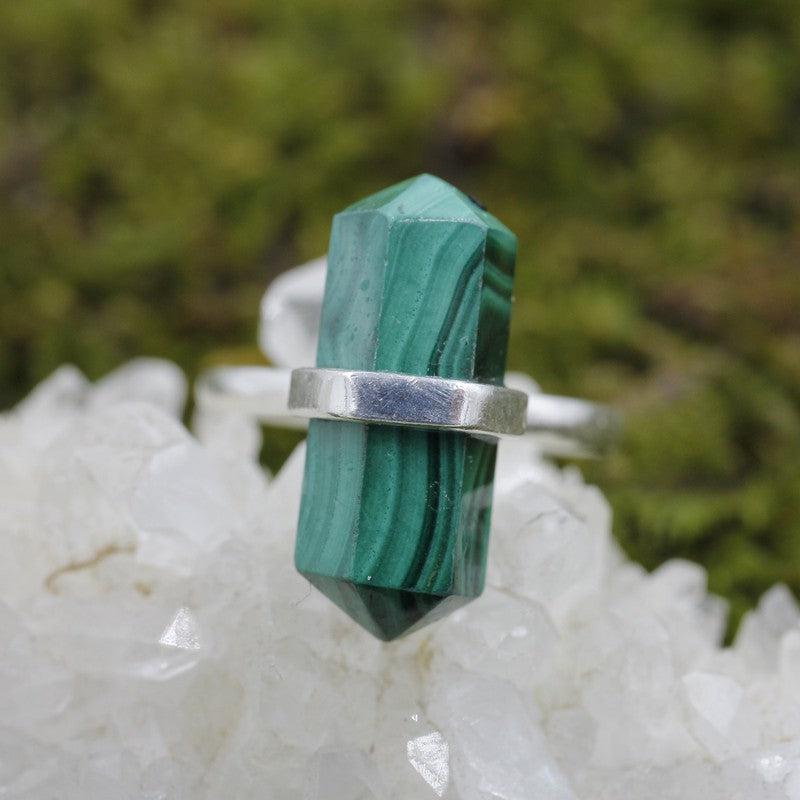 Double Terminated Malachite Point Rings || .925 Sterling Silver-Nature's Treasures