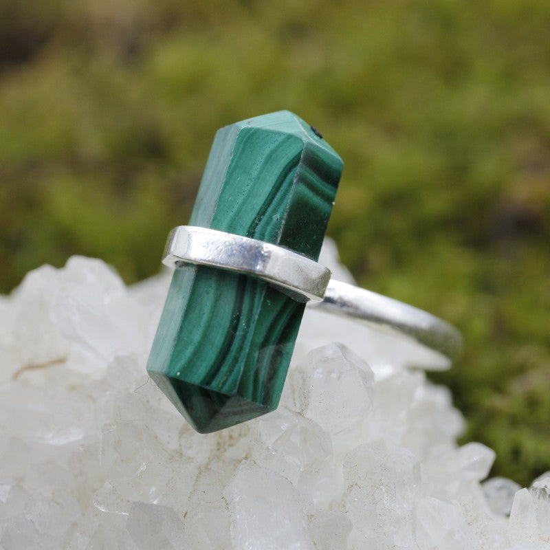 Double Terminated Malachite Point Rings || .925 Sterling Silver-Nature's Treasures