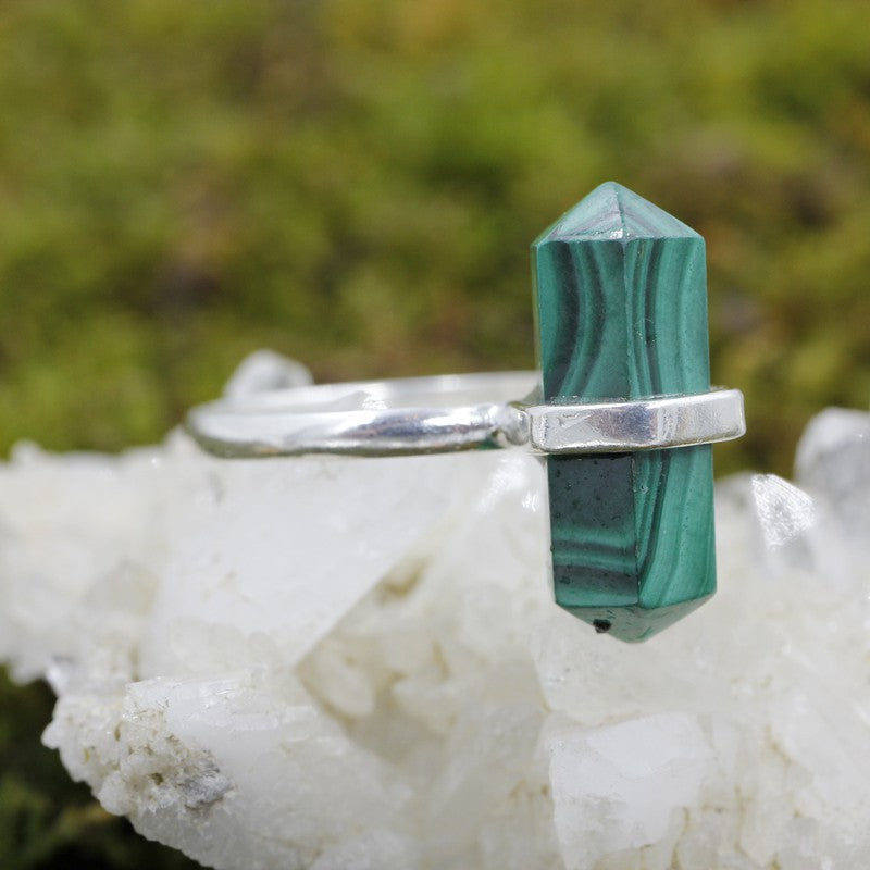 Double Terminated Malachite Point Rings || .925 Sterling Silver-Nature's Treasures