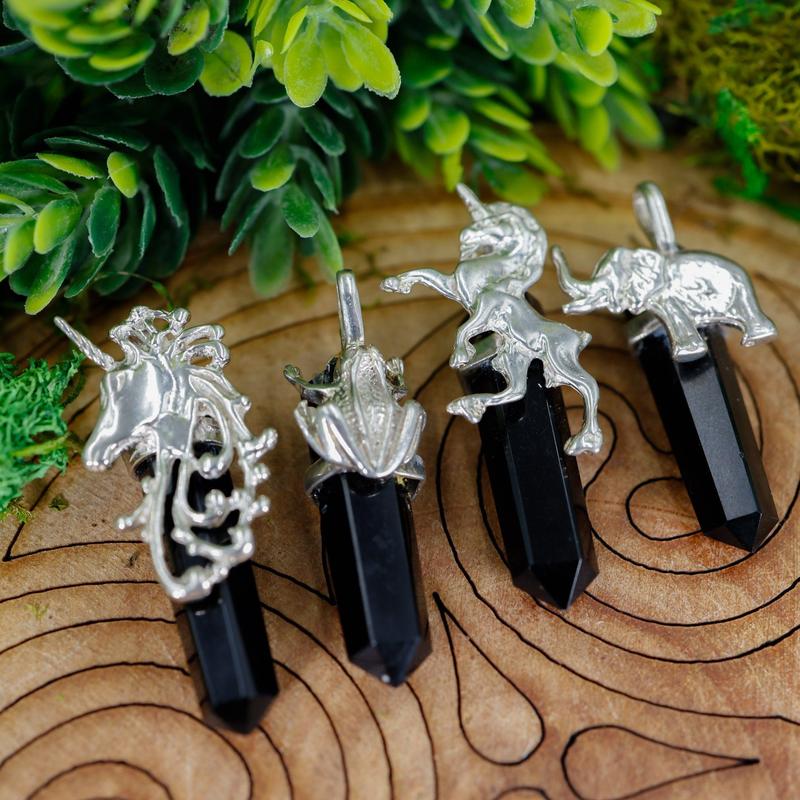 Double Terminated Obsidian Totem Pendants || Sterling Silver-Nature's Treasures