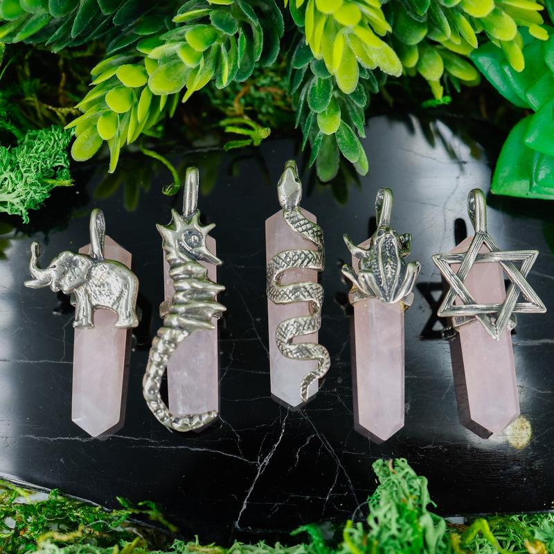 Double Terminated Rose Quartz Totem Pendants || Sterling Silver