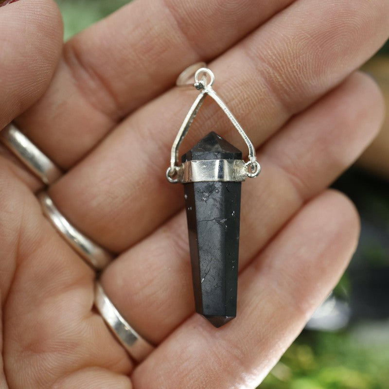 Double Terminated Shungite Pendant | Meditation, Grounding, Balance-Nature's Treasures