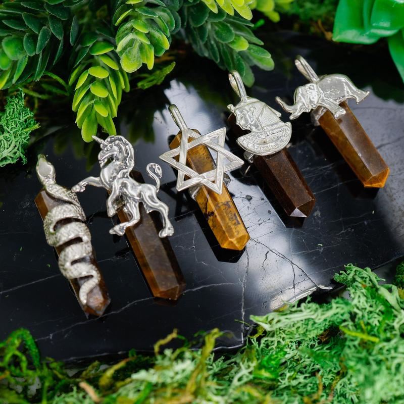 Double Terminated Tiger's Eye Totem Pendants || Sterling Silver-Nature's Treasures