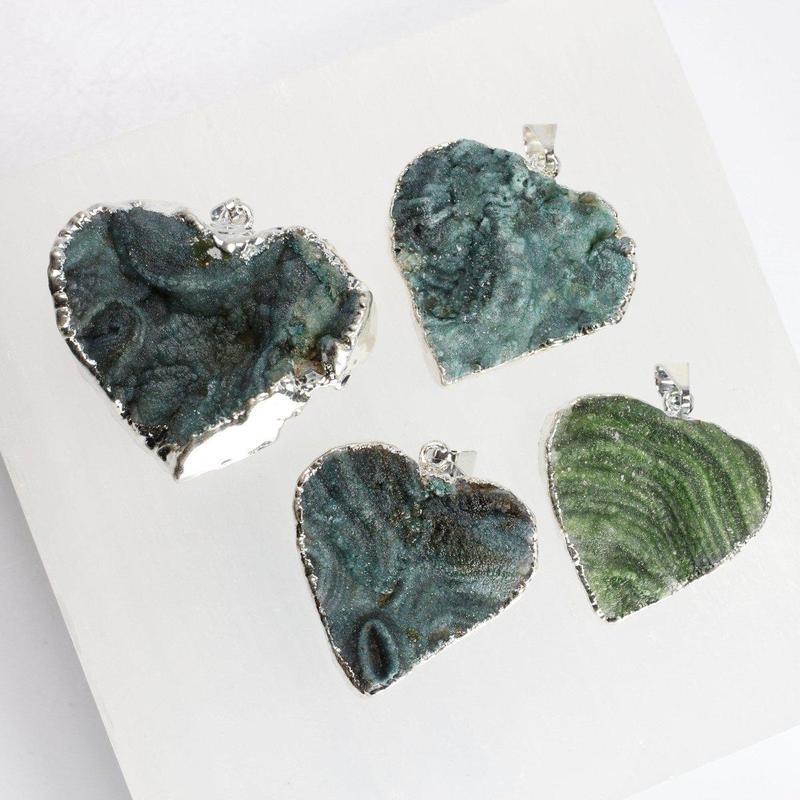 Dyed Druzy Agate Heart Pendants-Nature's Treasures