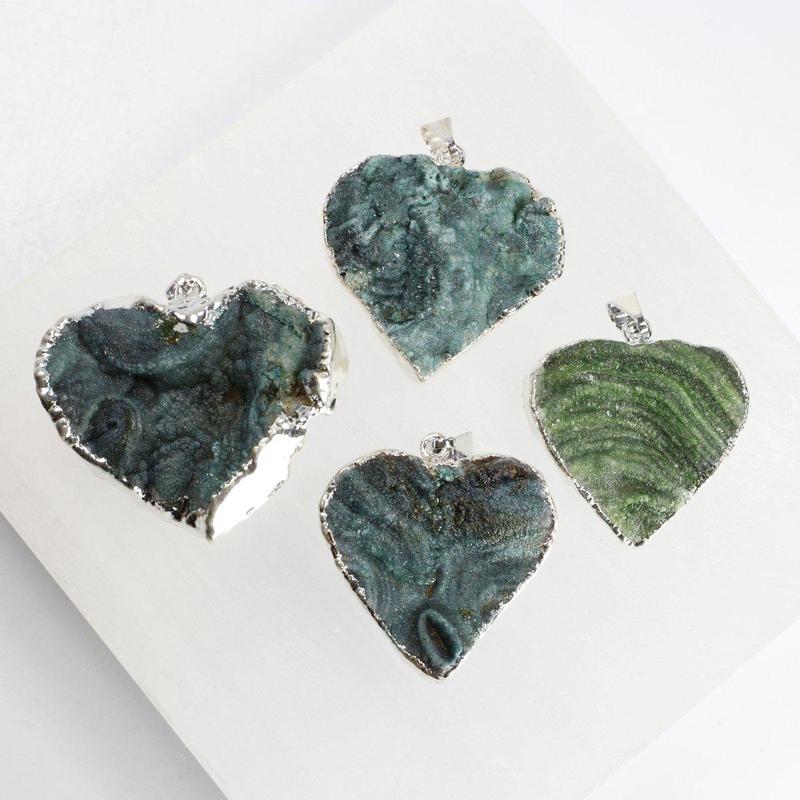 Dyed Druzy Agate Heart Pendants-Nature's Treasures