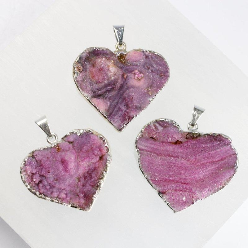Dyed Druzy Agate Heart Pendants-Nature's Treasures