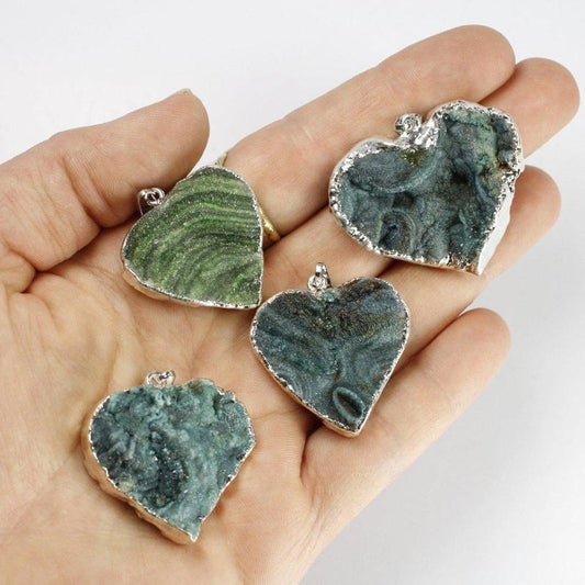 Dyed Druzy Agate Heart Pendants-Nature's Treasures