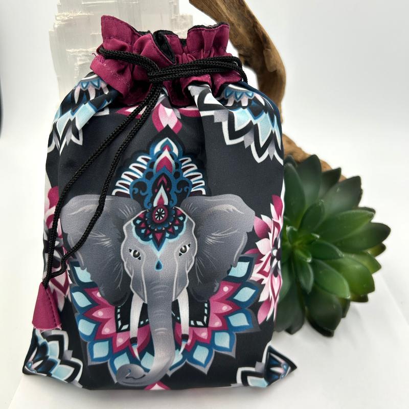 Elephant Ganesh Poly Drawstring Accessory Bag-Nature's Treasures